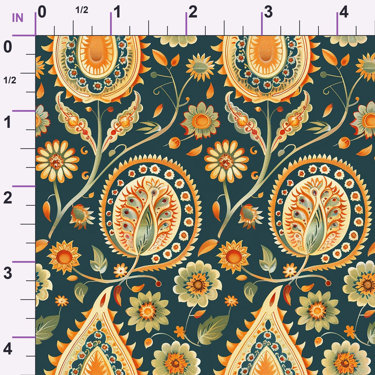 Gilded Boteh Blooms Pattern 2 Minky Fabric