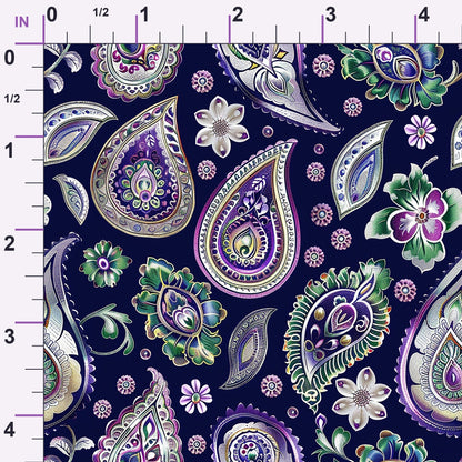 Gilded Boteh Blooms Pattern 3 Minky Fabric