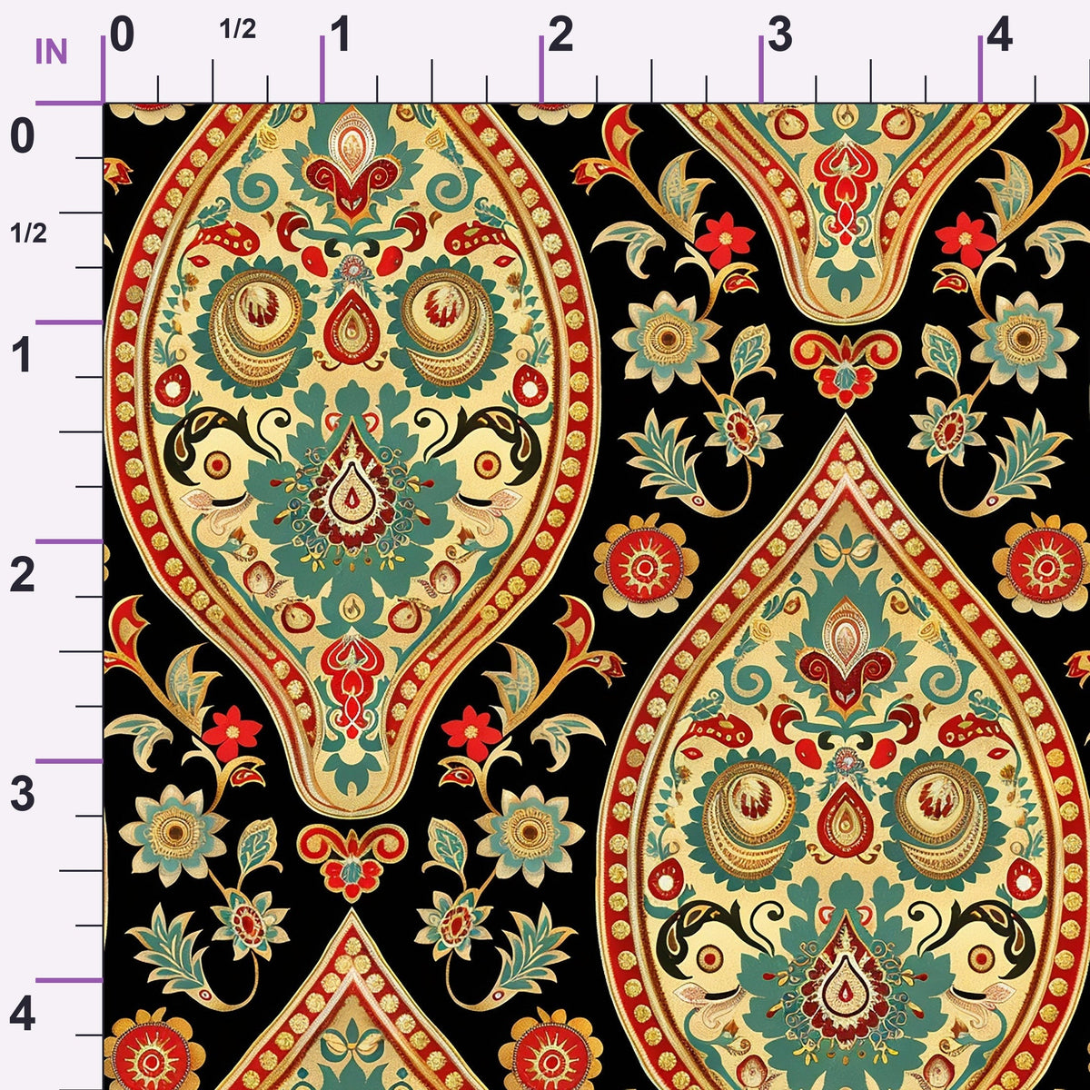 Gilded Boteh Blooms Pattern 6 Minky Fabric