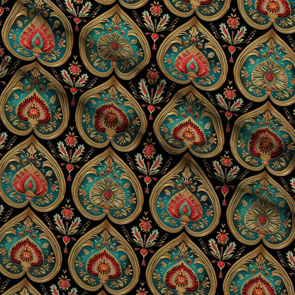 Gilded Boteh Blooms Pattern 7 Minky Fabric