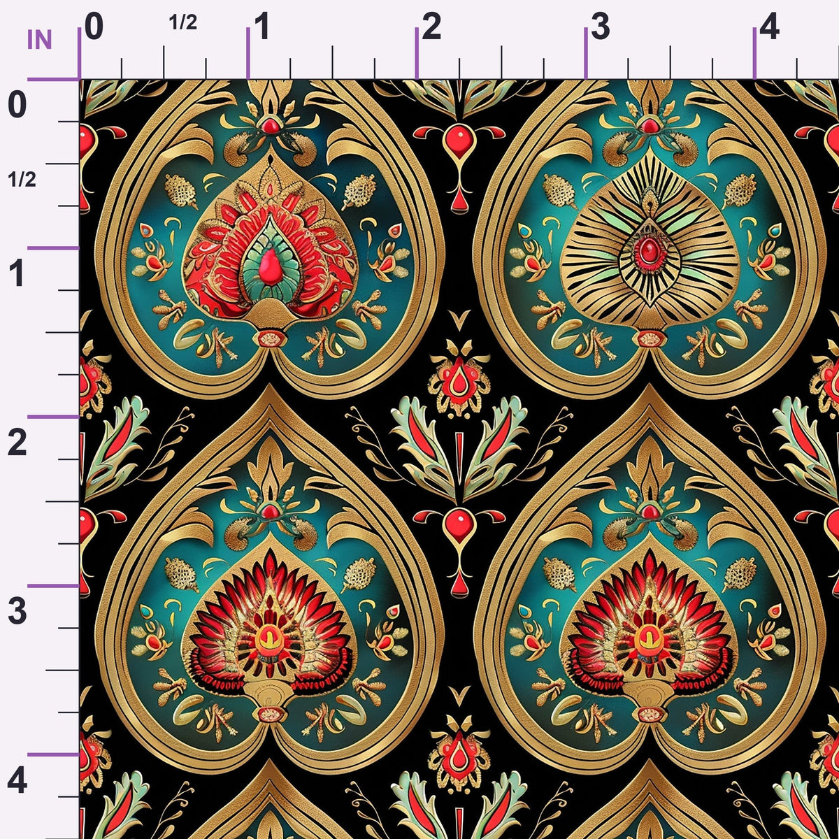 Gilded Boteh Blooms Pattern 7 Minky Fabric