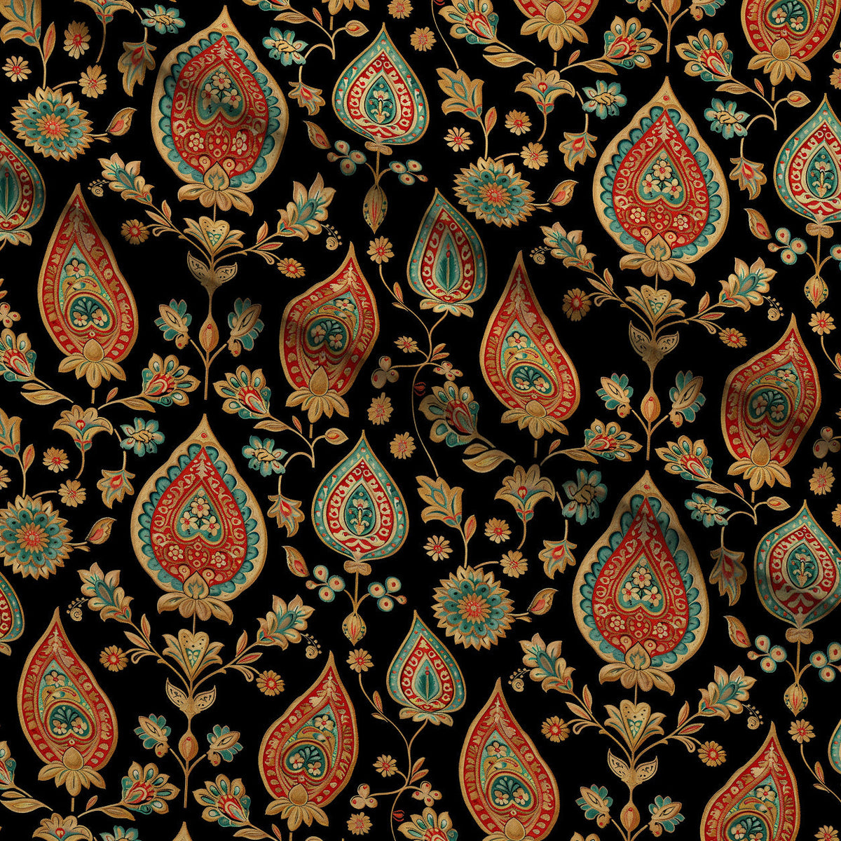Gilded Boteh Blooms Pattern 8 Minky Fabric