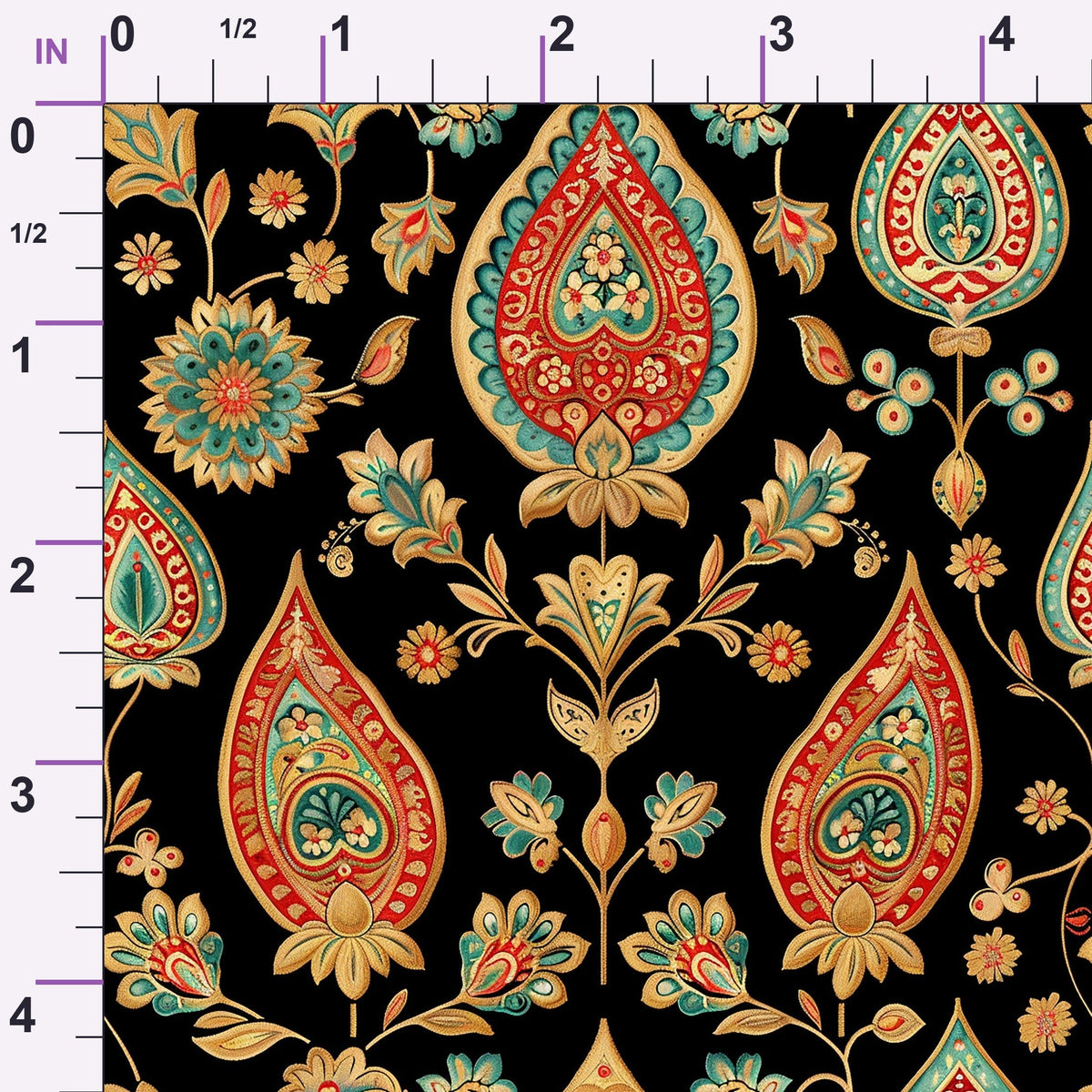 Gilded Boteh Blooms Pattern 8 Minky Fabric