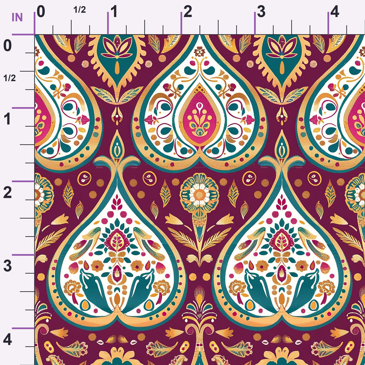 Gilded Boteh Blooms Pattern 9 Minky Fabric