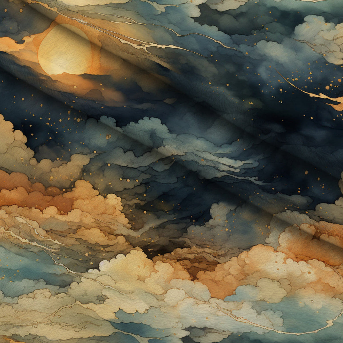 Gilded Clouds Pattern 1 Minky Fabric