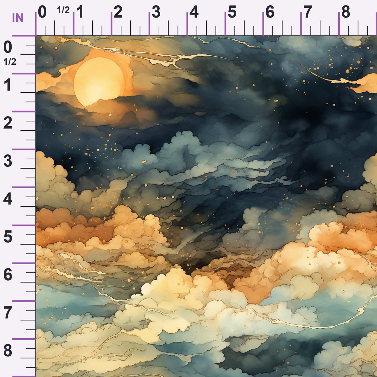Gilded Clouds Pattern 1 Minky Fabric