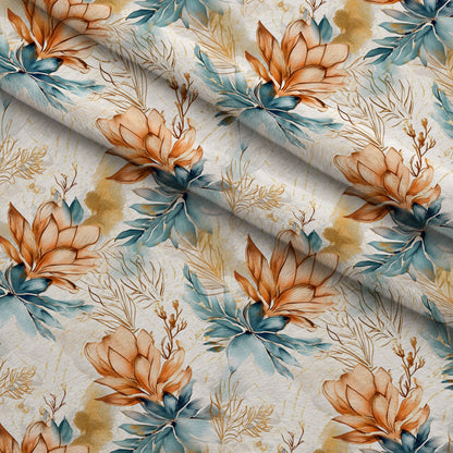 Gilded Coastal Blooms Pattern 1 Minky Fabric