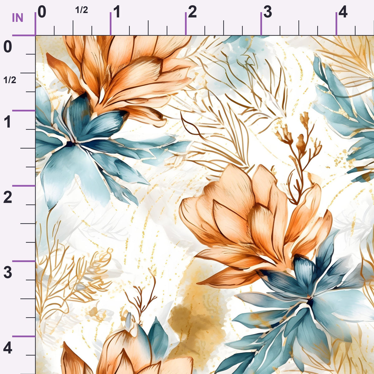 Gilded Coastal Blooms Pattern 1 Minky Fabric