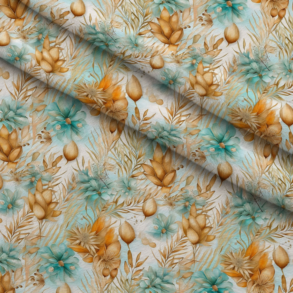 Gilded Coastal Blooms Pattern 10 Minky Fabric
