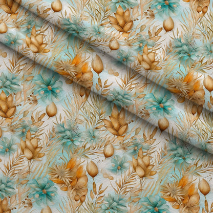 Gilded Coastal Blooms Pattern 10 Minky Fabric