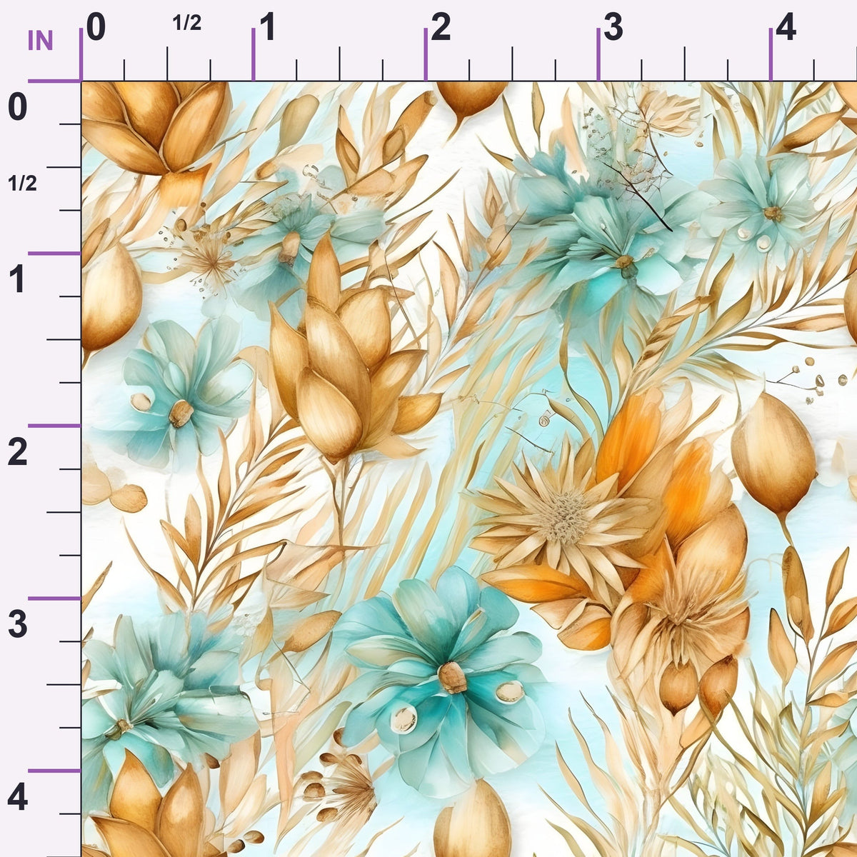 Gilded Coastal Blooms Pattern 10 Minky Fabric
