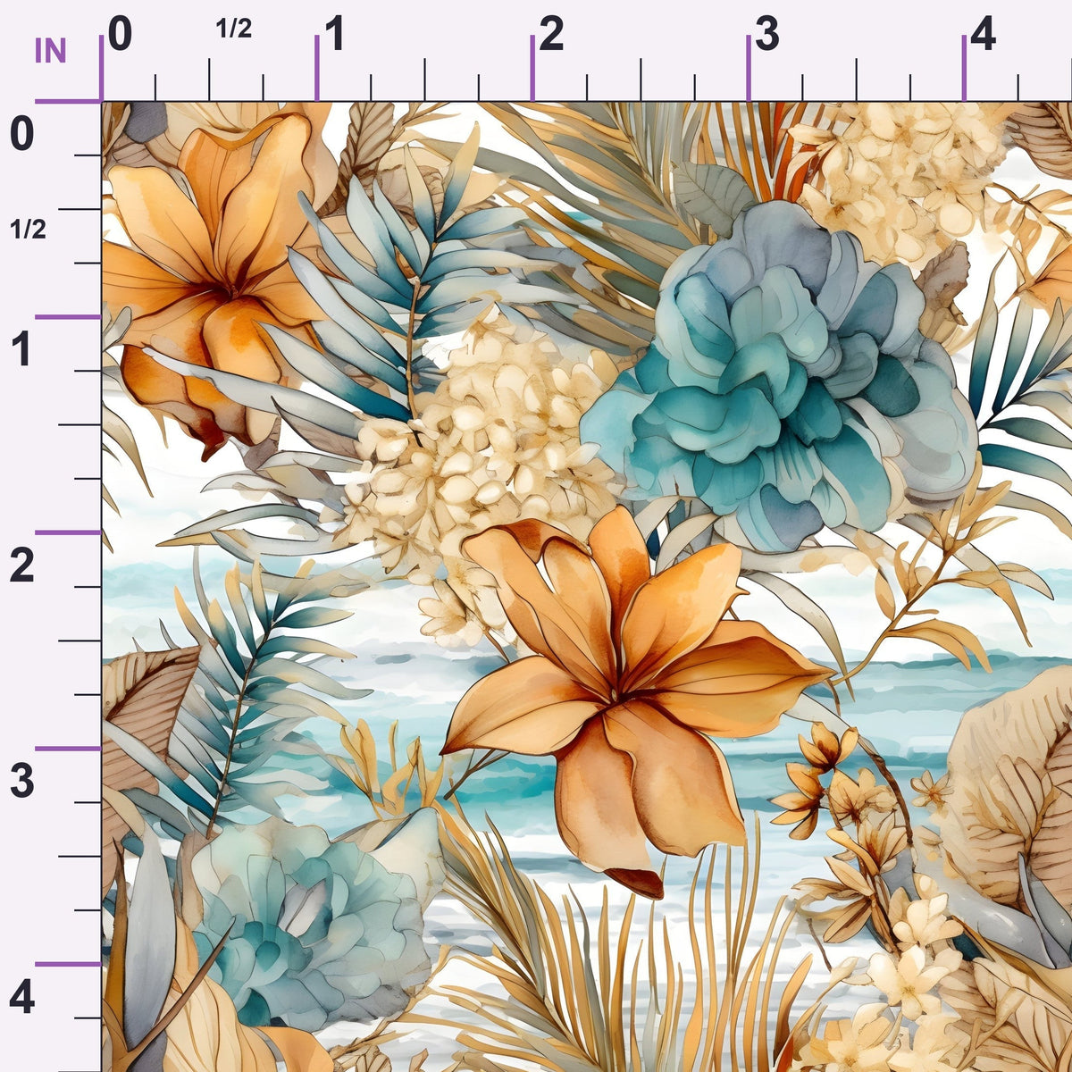 Gilded Coastal Blooms Pattern 12 Minky Fabric