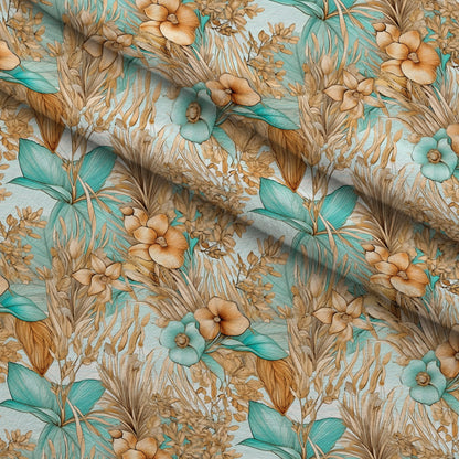 Gilded Coastal Blooms Pattern 13 Minky Fabric