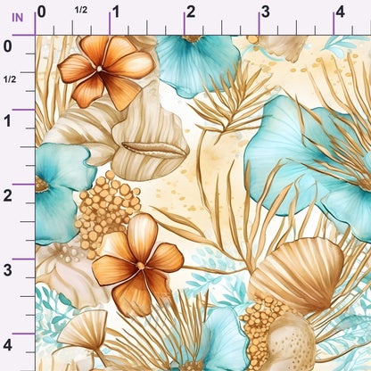 Gilded Coastal Blooms Pattern 14 Minky Fabric