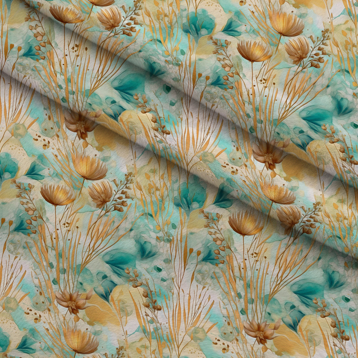 Gilded Coastal Blooms Pattern 16 Minky Fabric