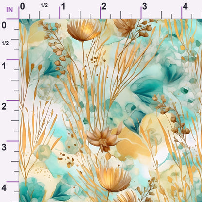 Gilded Coastal Blooms Pattern 16 Minky Fabric