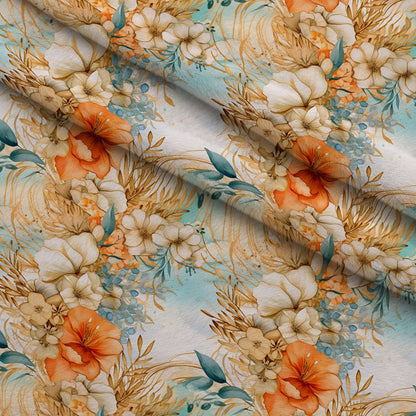 Gilded Coastal Blooms Pattern 18 Minky Fabric