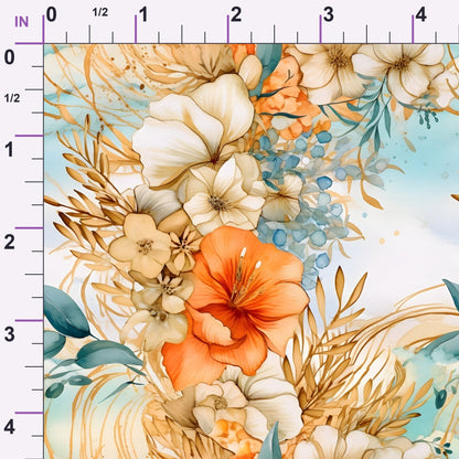 Gilded Coastal Blooms Pattern 18 Minky Fabric