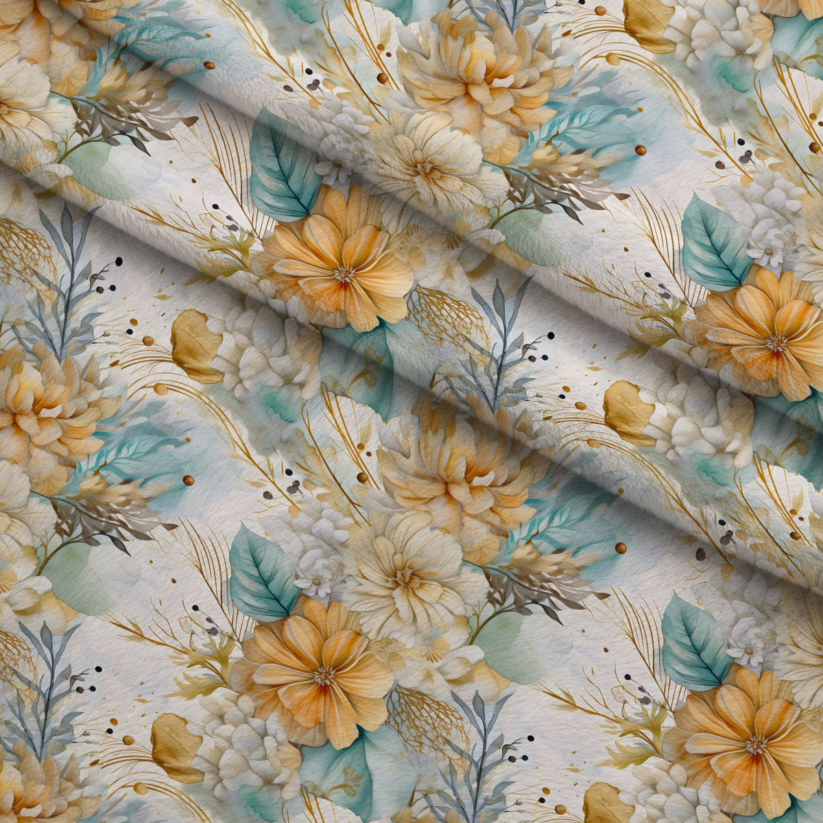 Gilded Coastal Blooms Pattern 19 Minky Fabric