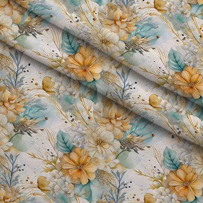Gilded Coastal Blooms Pattern 19 Minky Fabric