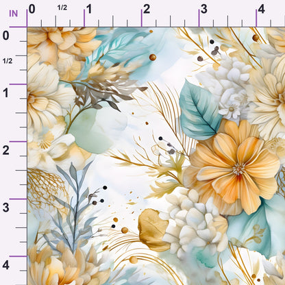 Gilded Coastal Blooms Pattern 19 Minky Fabric