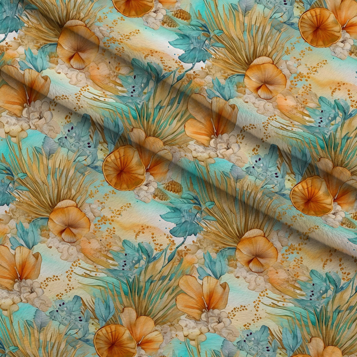 Gilded Coastal Blooms Pattern 2 Minky Fabric