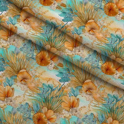 Gilded Coastal Blooms Pattern 2 Minky Fabric