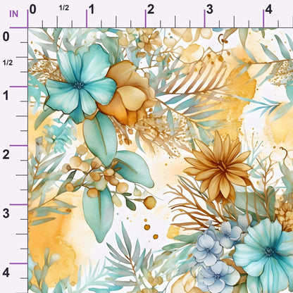 Gilded Coastal Blooms Pattern 20 Minky Fabric
