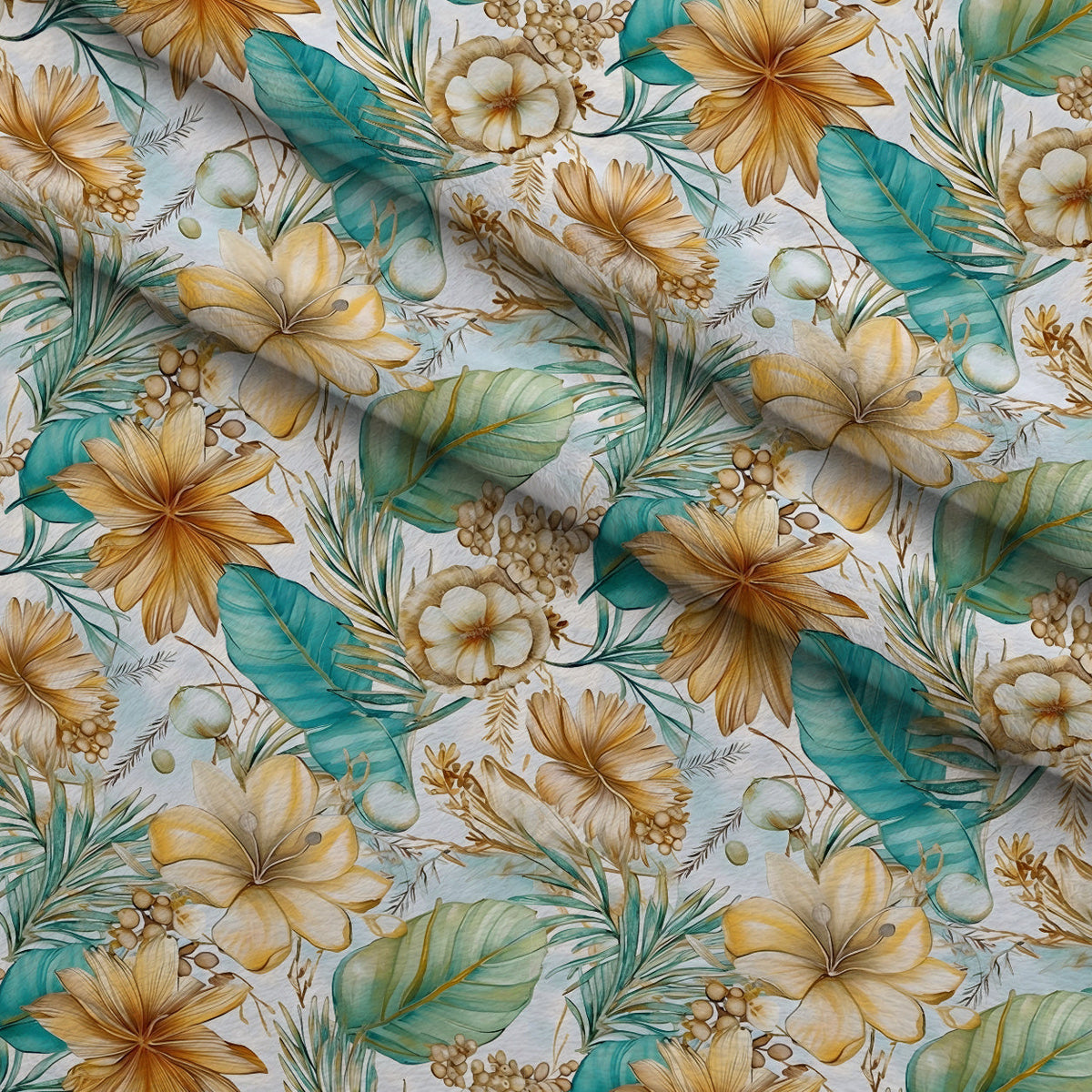 Gilded Coastal Blooms Pattern 3 Minky Fabric