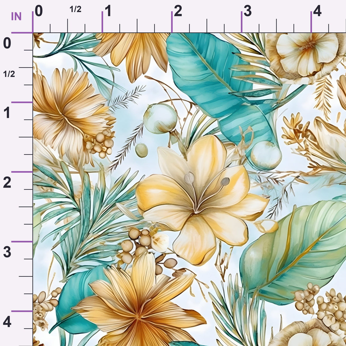 Gilded Coastal Blooms Pattern 3 Minky Fabric
