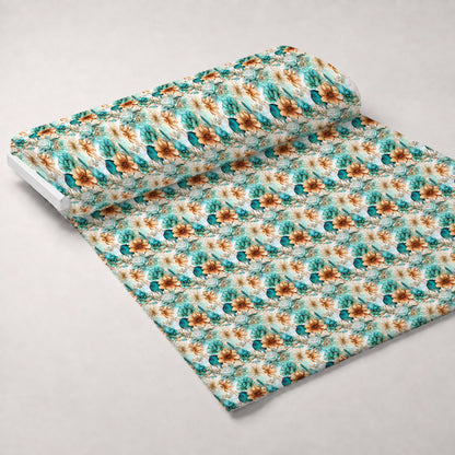 Gilded Coastal Blooms Pattern 4 Minky Fabric
