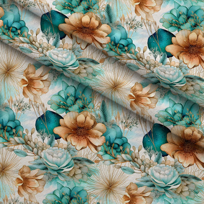 Gilded Coastal Blooms Pattern 4 Minky Fabric