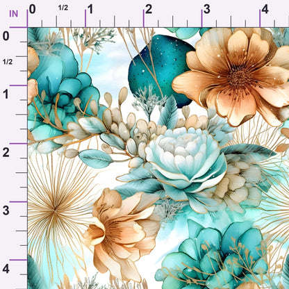 Gilded Coastal Blooms Pattern 4 Minky Fabric