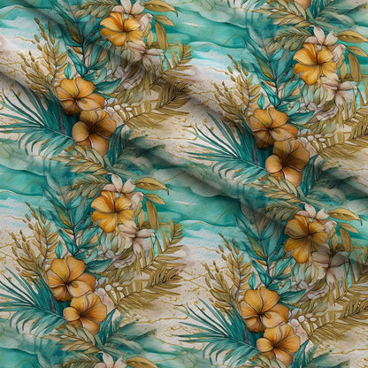 Gilded Coastal Blooms Pattern 5 Minky Fabric