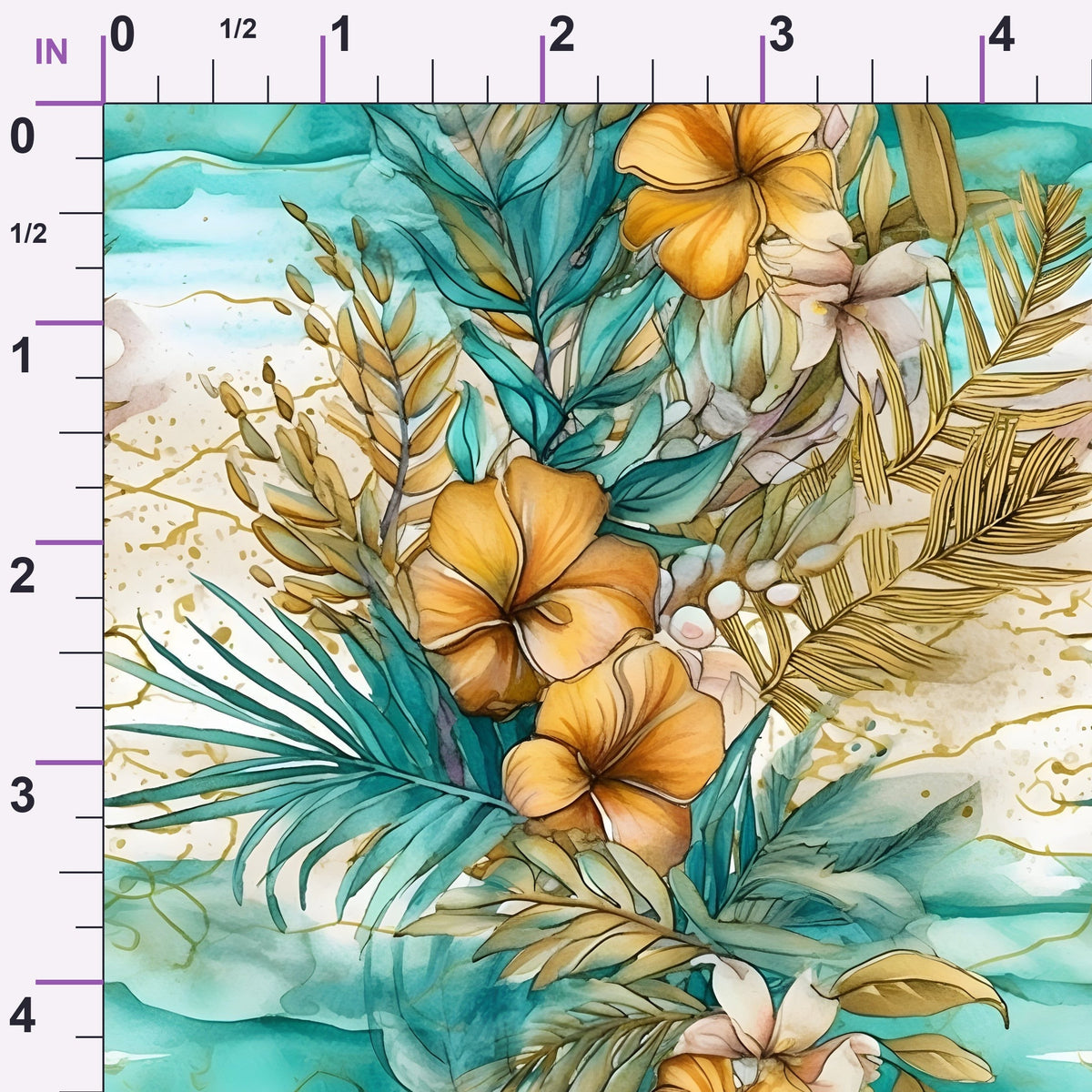 Gilded Coastal Blooms Pattern 5 Minky Fabric