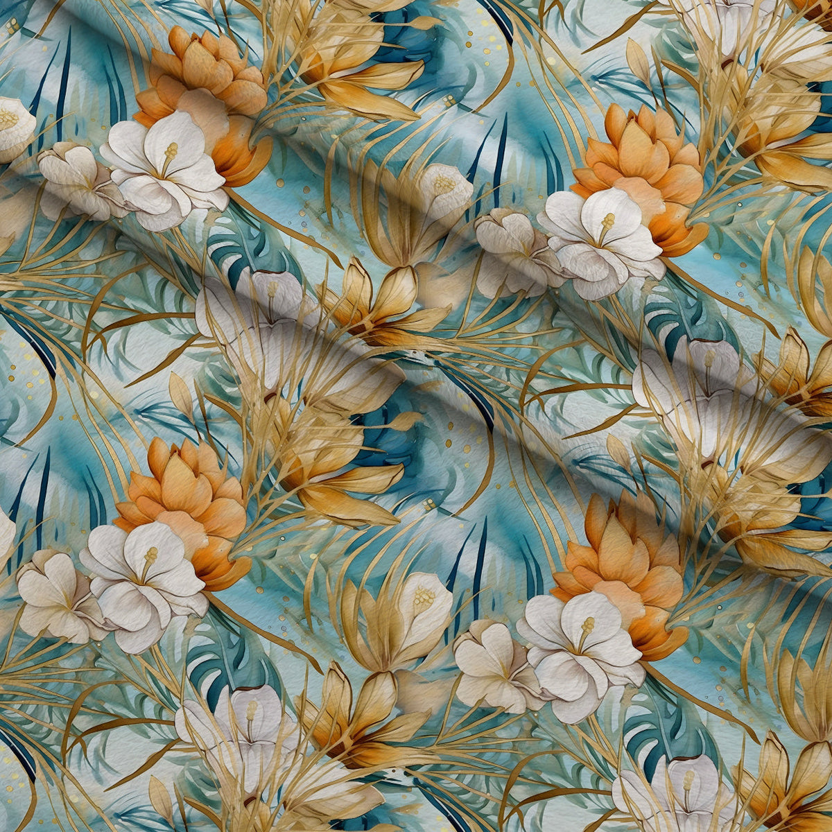 Gilded Coastal Blooms Pattern 6 Minky Fabric