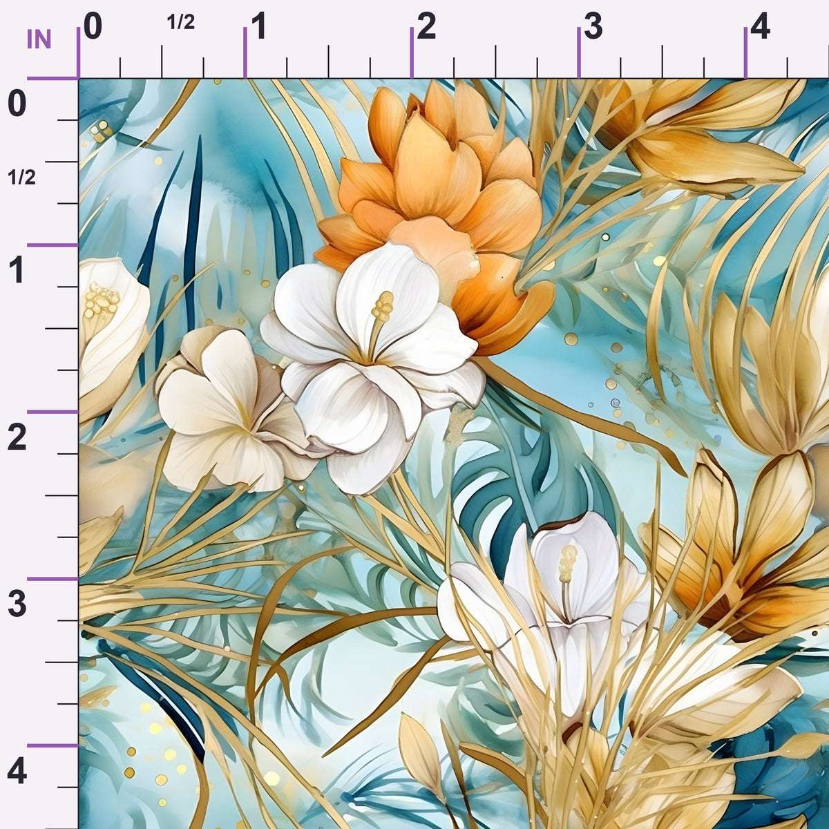 Gilded Coastal Blooms Pattern 6 Minky Fabric