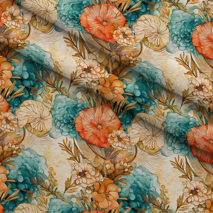 Gilded Coastal Blooms Pattern 7 Minky Fabric