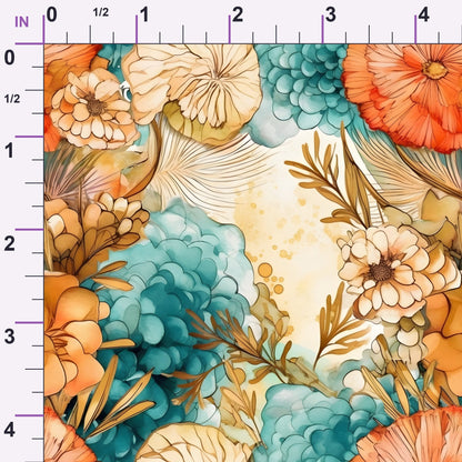 Gilded Coastal Blooms Pattern 7 Minky Fabric