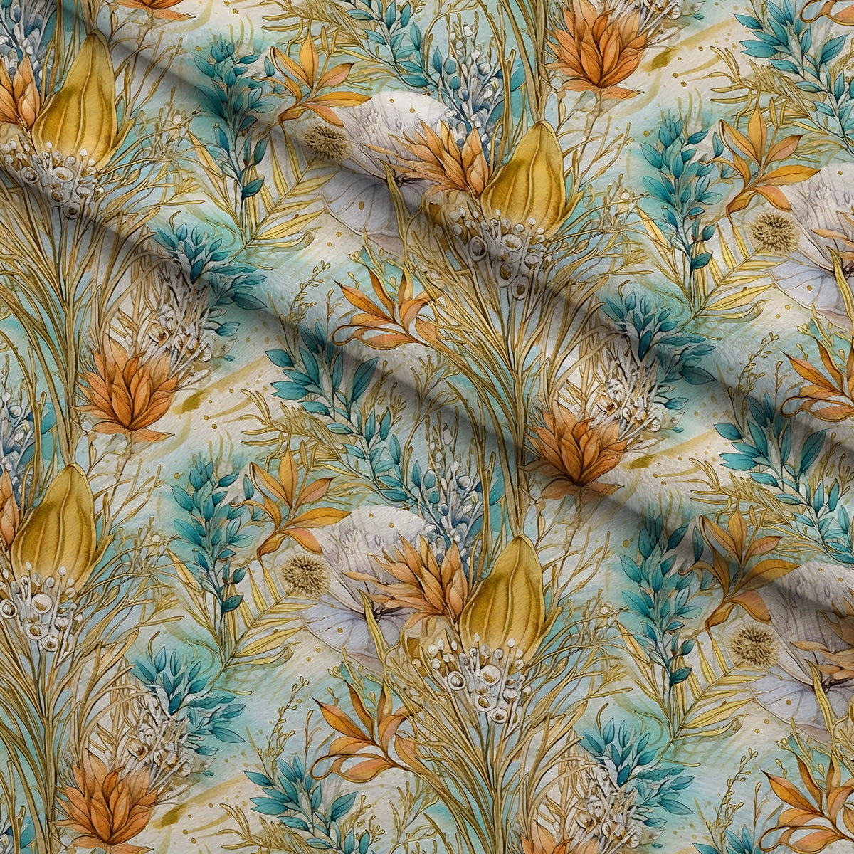 Gilded Coastal Blooms Pattern 8 Minky Fabric
