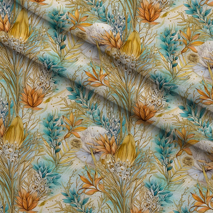 Gilded Coastal Blooms Pattern 8 Minky Fabric