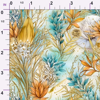 Gilded Coastal Blooms Pattern 8 Minky Fabric
