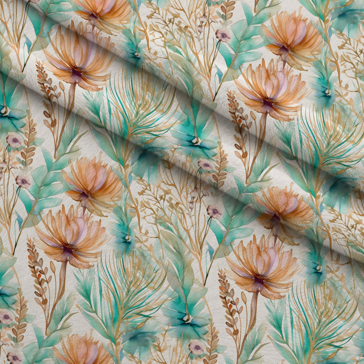 Gilded Coastal Blooms Pattern 9 Minky Fabric