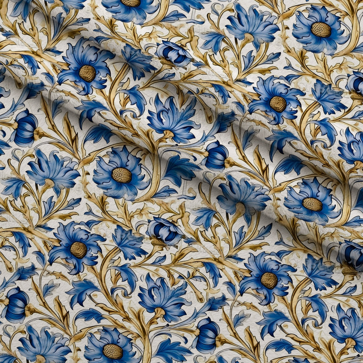 Gilded Cornflowers Pattern 1 Minky Fabric