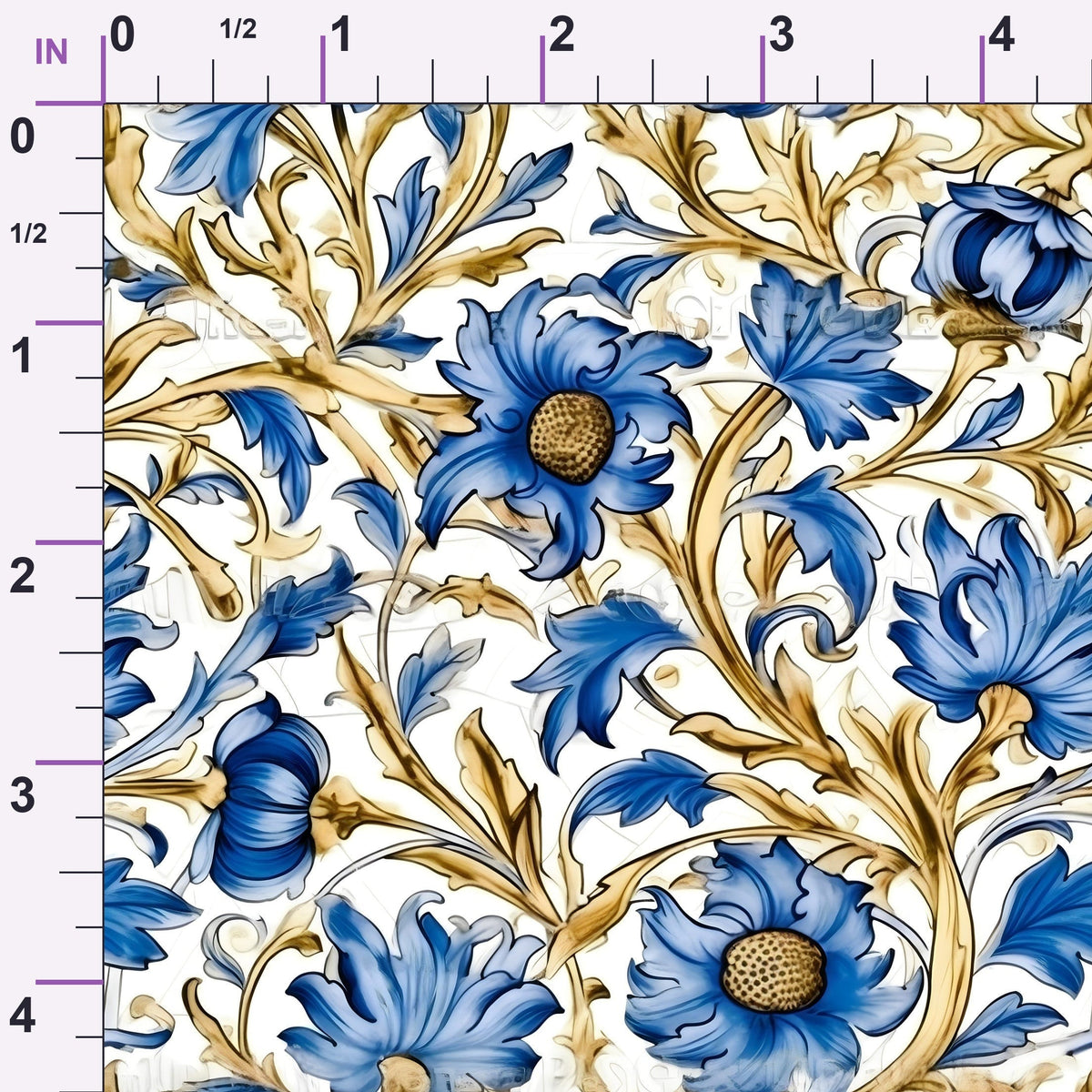 Gilded Cornflowers Pattern 1 Minky Fabric