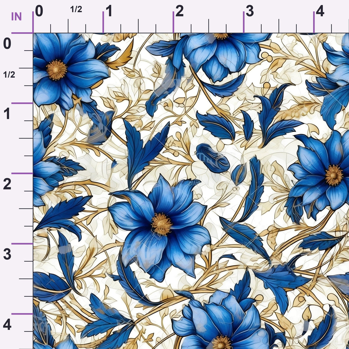 Gilded Cornflowers Pattern 3 Minky Fabric