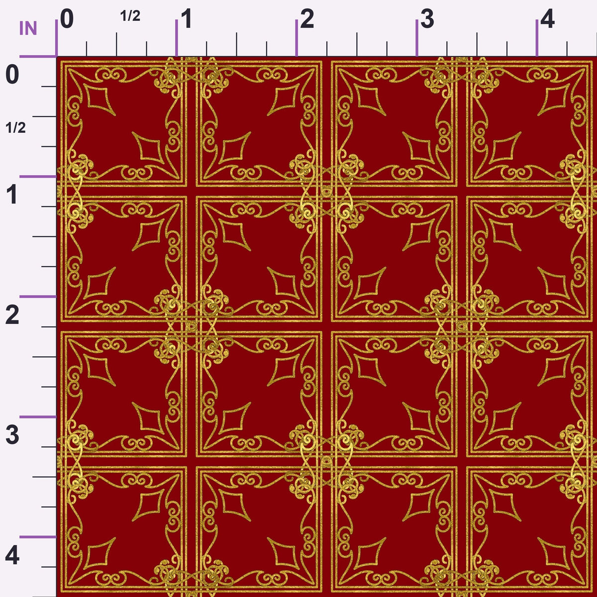 Gilded Crimson Pattern 2 Minky Fabric
