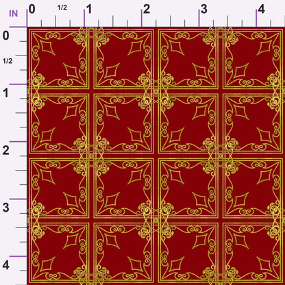 Gilded Crimson Pattern 2 Minky Fabric