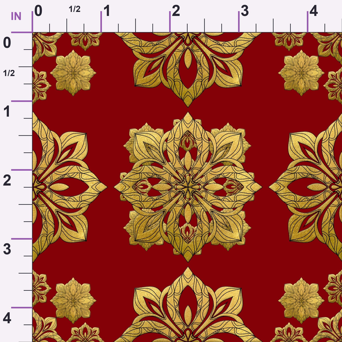 Gilded Crimson Pattern 6 Minky Fabric