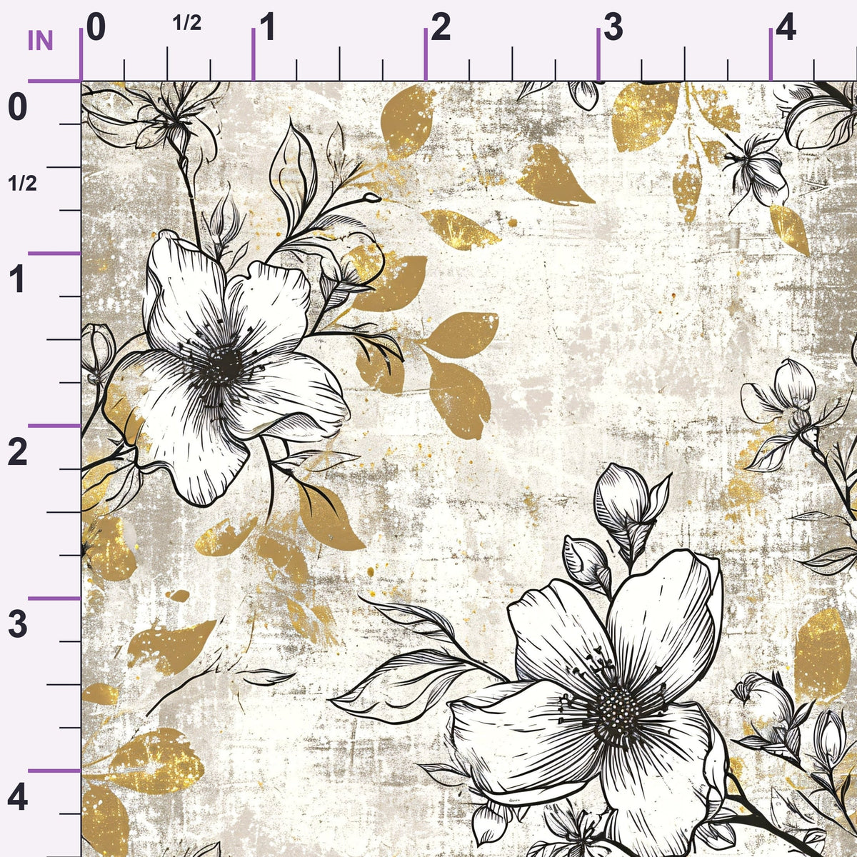 Gilded Fresco Blooms Pattern 2 Minky Fabric